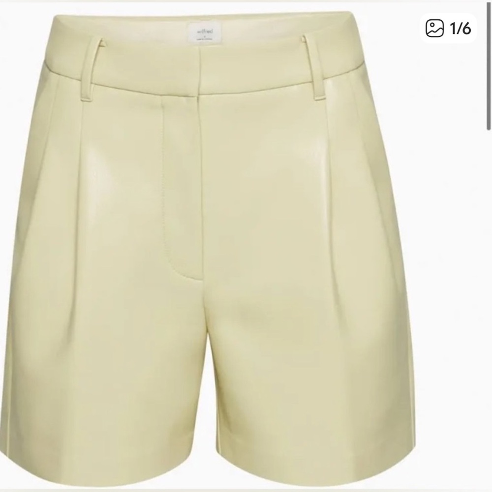 Wilfred Cream High Waist Women's faux leather Shorts